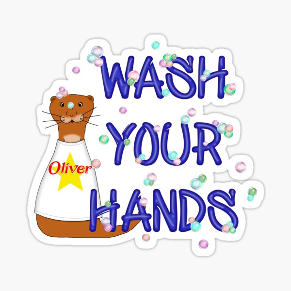 Wash Your Hands Oliver The Otter Glossy Sticker
