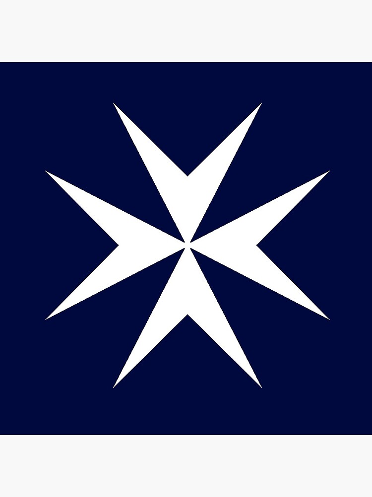 MALTA. Maltese, Amalfi Cross, Maltese cross, Knights Hospitaller, WHITE on NAVY BLUE. by TOMSREDBUBBLE