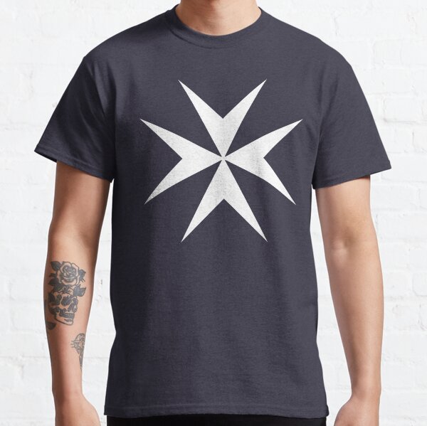 MALTA. Maltese, Amalfi Cross, Maltese cross, Knights Hospitaller, WHITE on NAVY BLUE. Classic T-Shirt