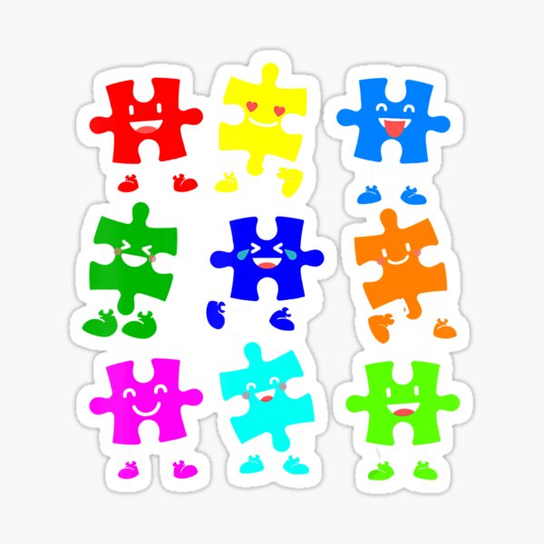 "Autism Puzzle Emoji Autistic Awareness Emoticons" Sticker for Sale by