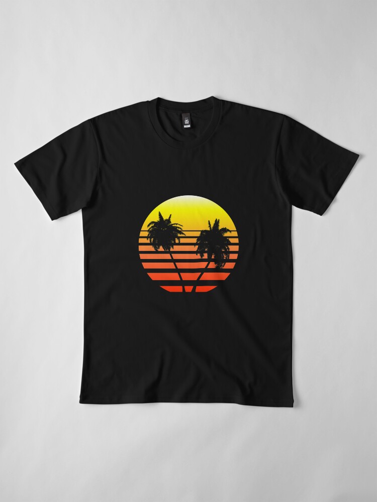 Alternate view of Synthwave Sunset (with palm trees) Premium T-Shirt