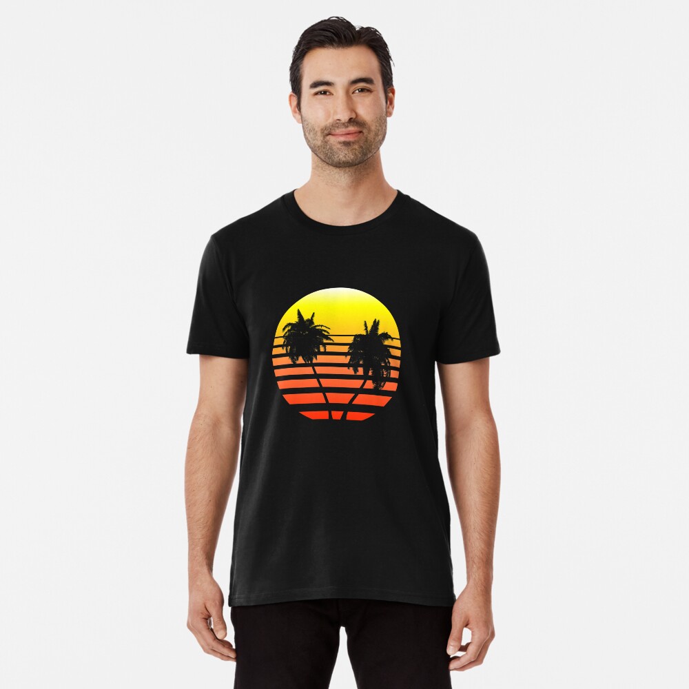 Synthwave Sunset (with palm trees) Premium T-Shirt
