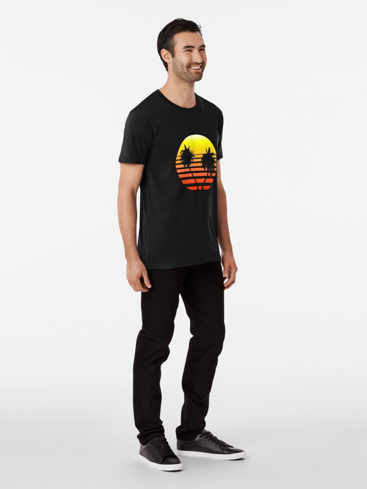 Alternate view of Synthwave Sunset (with palm trees) Premium T-Shirt