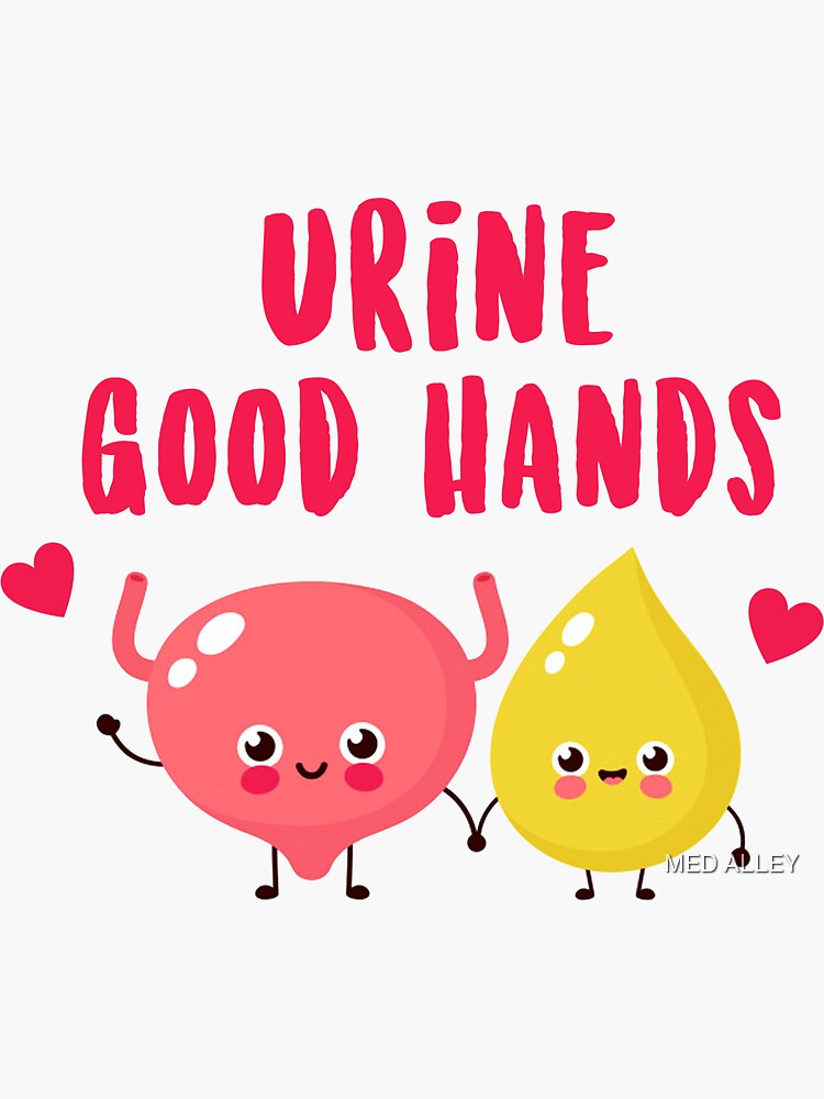Thumbnail 3 of 3, Sticker, Urine Good Hands [medical, nursing puns] designed and sold by medalley.