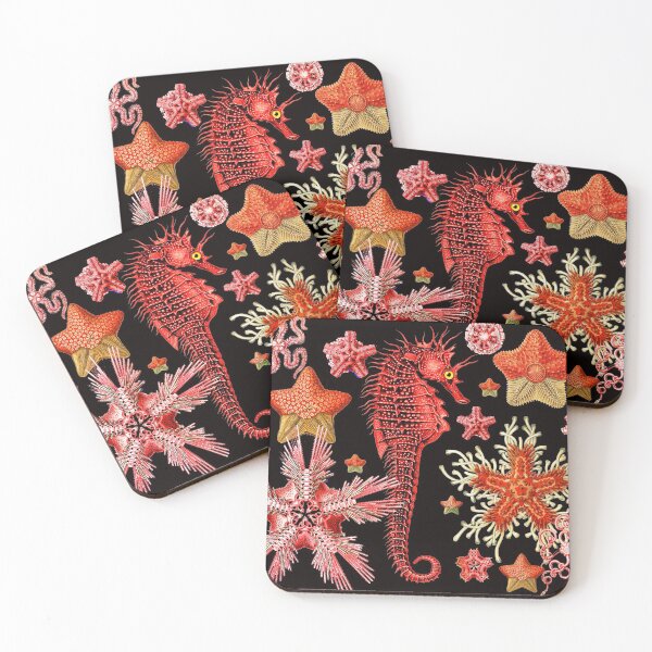 Item preview, RED SEAHORSE AND SEASTARS IN BLACK Sea Life designed and sold by BulganLumini.