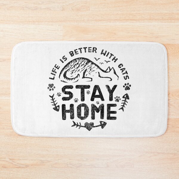 Item preview, Stay Home: Life Is Better With Cats (Black) designed and sold by beardsandcats.