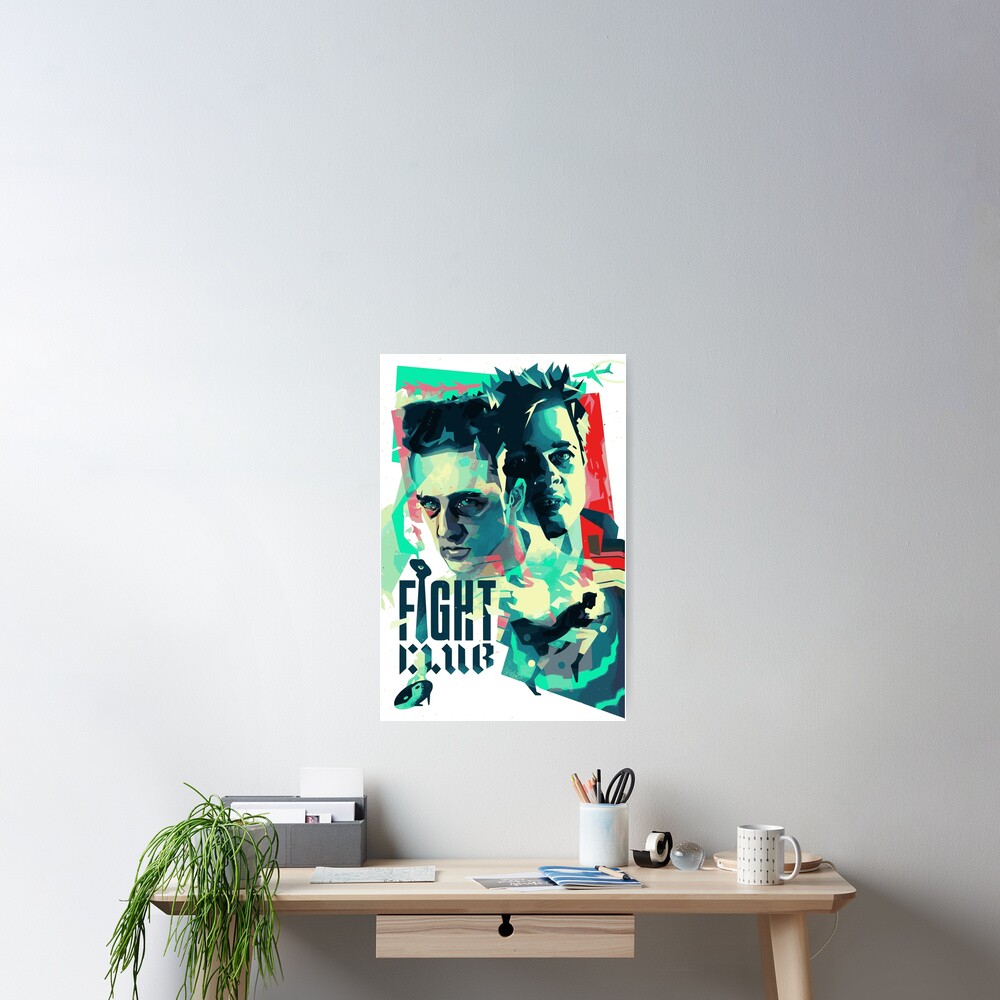 27W/"x39H/" FIGHT CLUB OFFICIAL MOVIE POSTER of BRAD PITT EDWARD NORTON CANVAS