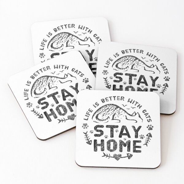 Item preview, Stay Home: Life Is Better With Cats (Black) designed and sold by beardsandcats.