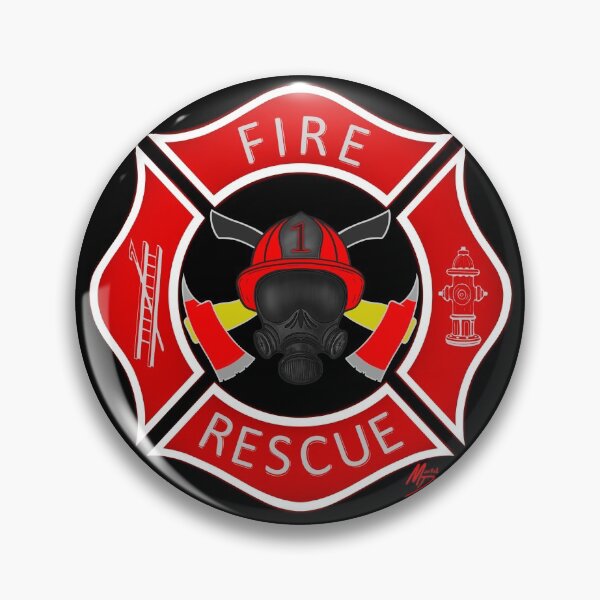 Item preview, Fire Rescue red Maltese cross and helmet firefighters symbol designed and sold by MortalDesigns.