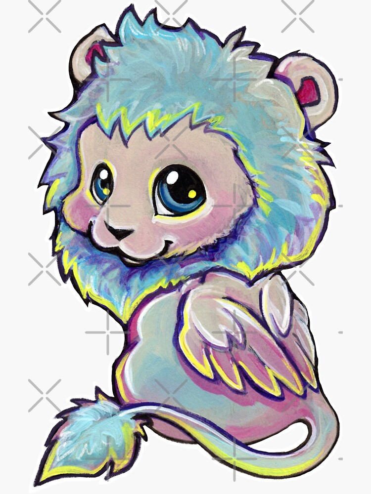 "Cotton candy lion" Sticker for Sale by ArtOfBianca Redbubble