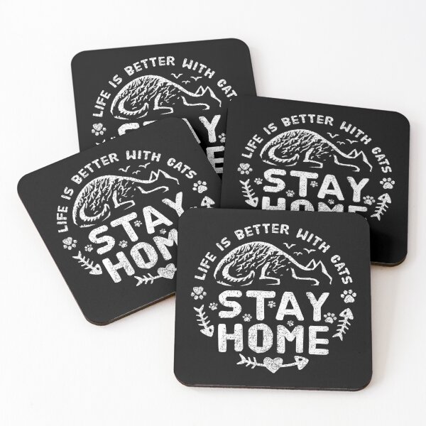 Item preview, Stay Home: Life Is Better With Cats (White) designed and sold by beardsandcats.