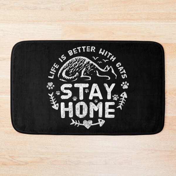 Item preview, Stay Home: Life Is Better With Cats (White) designed and sold by beardsandcats.