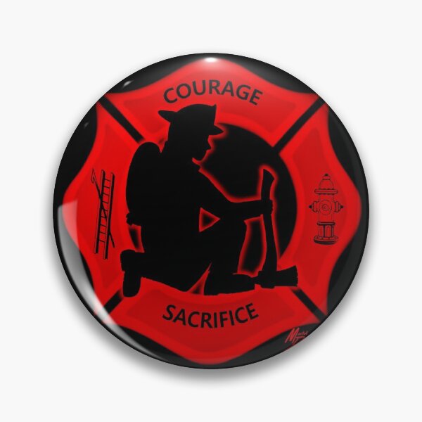 Item preview, Courage Sacrifice red maltese cross firefighter silhouette by Mortal Designs designed and sold by MortalDesigns.