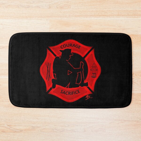 Item preview, Courage Sacrifice red maltese cross firefighter silhouette by Mortal Designs designed and sold by MortalDesigns.
