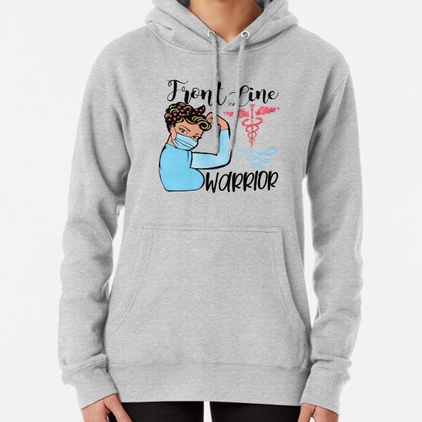 Front line warrior worker nurse nurses nursing mask essential employee rn Pullover Hoodie