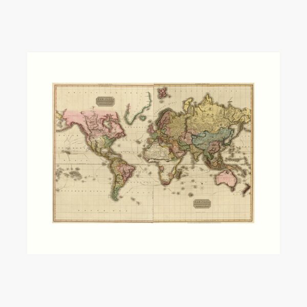 Vista previa del artículo con la obra «Mapa del mundo (1812)», diseñado y vendido por BravuraMedia.