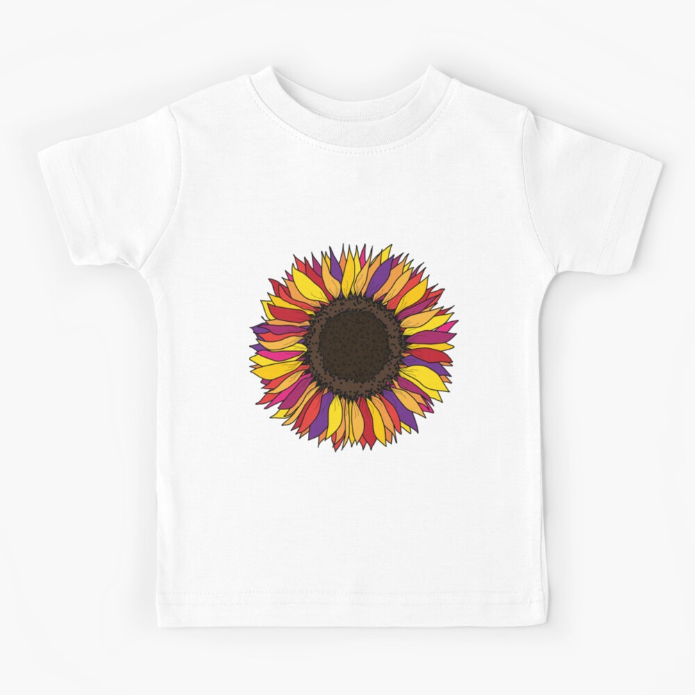 Colorful Sunflower Hand Drawn Kids T Shirt By Savanamms6 Redbubble - pretty sunflower t shirt roblox