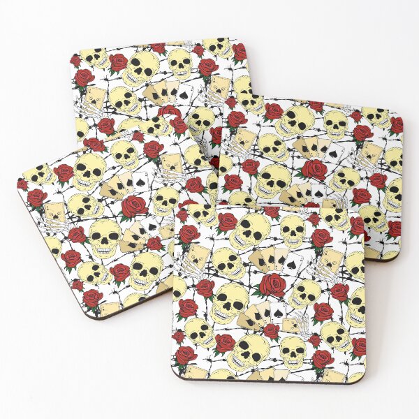 Item preview, Skulls Red Roses and Barbed Wire Pattern designed and sold by HotHibiscus.