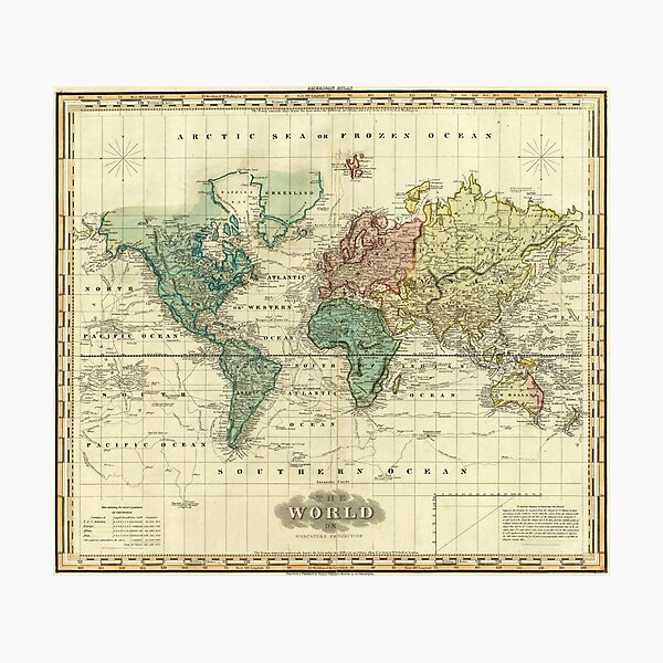 Item preview, Vintage Map of The World (1823) designed and sold by BravuraMedia.