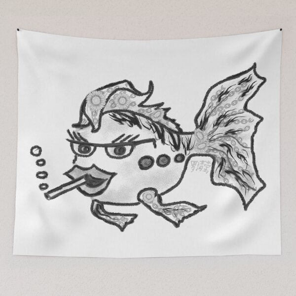 Item preview, The smoking fish in black and white designed and sold by Heltymrf.