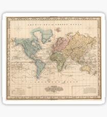 Vintage Map of The World (1823) 2 Sticker