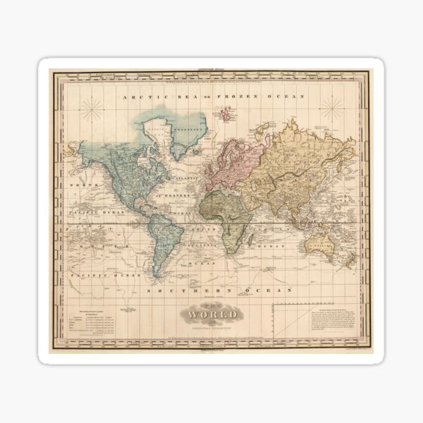 Vintage Map of The World (1823) 2 Sticker