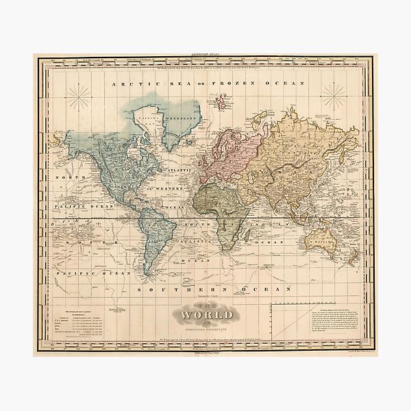 Item preview, Vintage Map of The World (1823) 2 designed and sold by BravuraMedia.