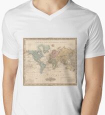 Vintage Map of The World (1823) 2 V-Neck T-Shirt