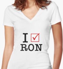 I Vote Ron Women's Fitted V-Neck T-Shirt