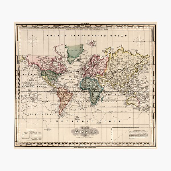 Item preview, Vintage Map of The World (1833) designed and sold by BravuraMedia.