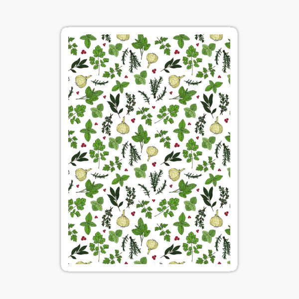 Item preview, Farmhouse Herb Garden Pattern on White designed and sold by HotHibiscus.
