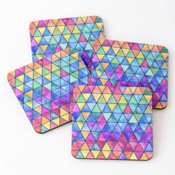 Item preview, Little Rainbow Watercolor Triangles on Navy Blue designed and sold by micklyn.