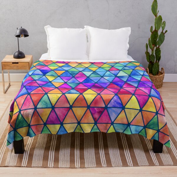 Item preview, Little Rainbow Watercolor Triangles on Navy Blue designed and sold by micklyn.