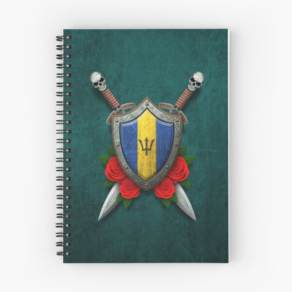 Item preview, Barbados Flag on a Worn Shield and Crossed Swords designed and sold by JeffBartels.