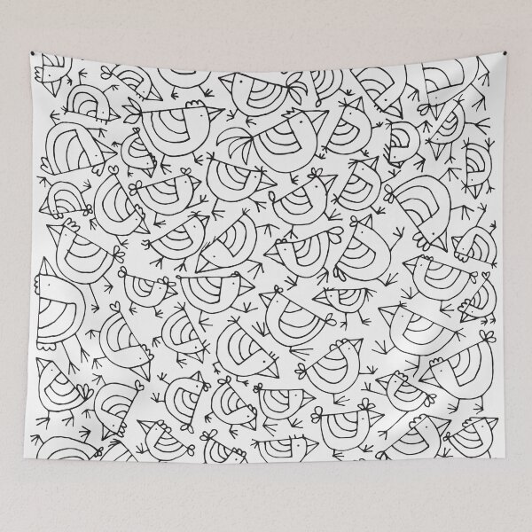 Item preview, Linear Cute Little Roosters Pattern designed and sold by Toto-Hello.