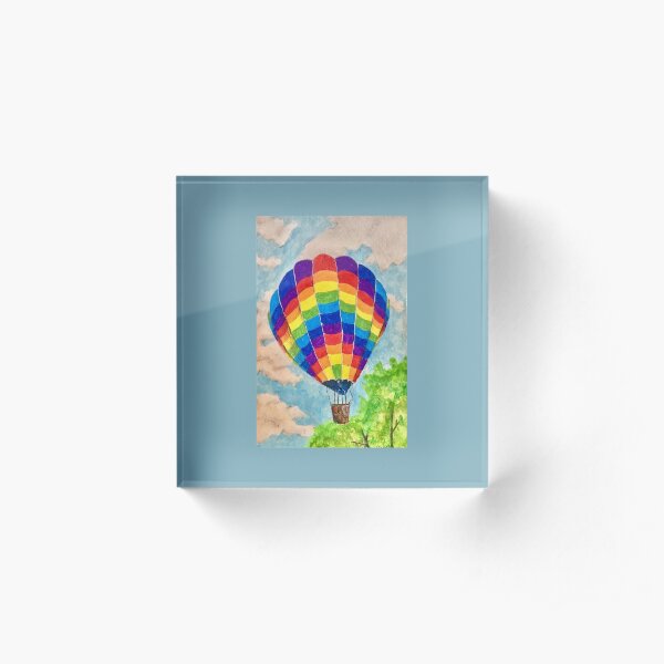 rainbow hot air balloon Acrylic Block