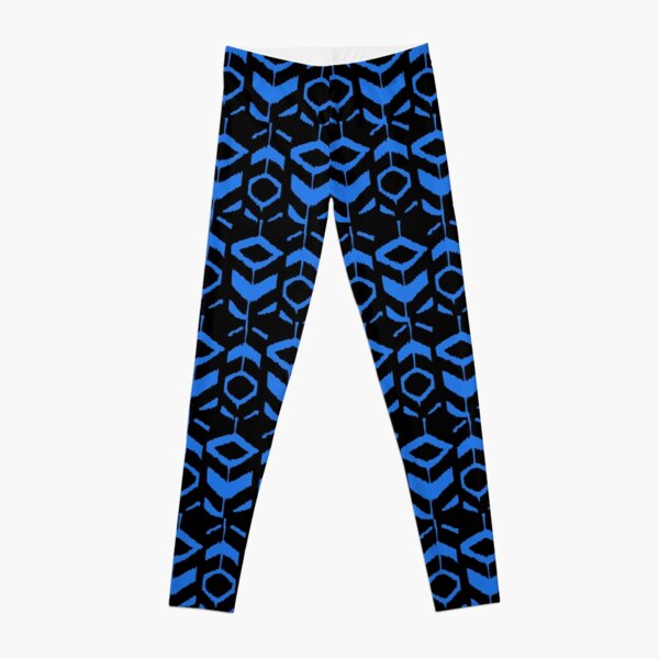 Blue flower pattern with black background Leggings