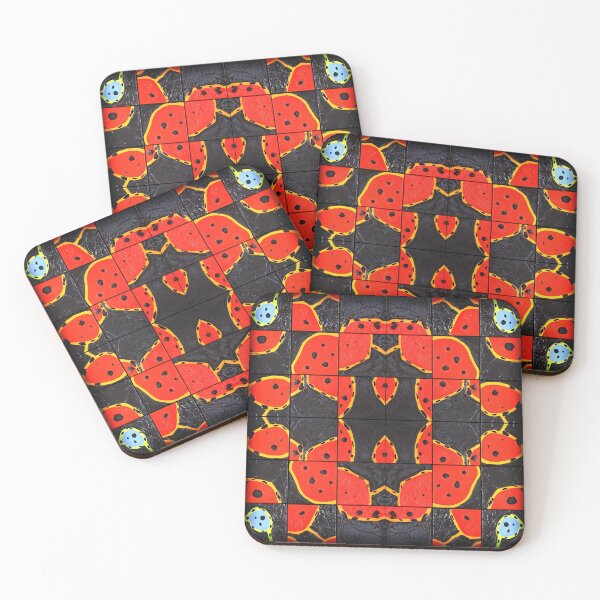 Item preview, Peinture molecules rouges sur fond noir  designed and sold by Carré Comme Orange.