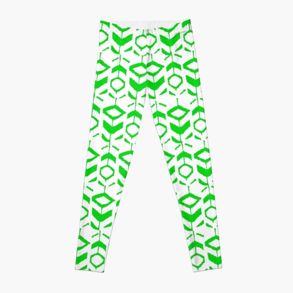 Grünes Blumenmuster mit weißem Hintergrund Leggings