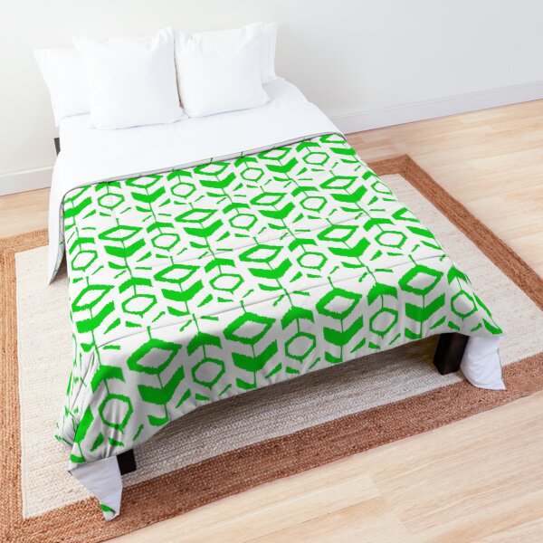 Green flower pattern with white background Comforter