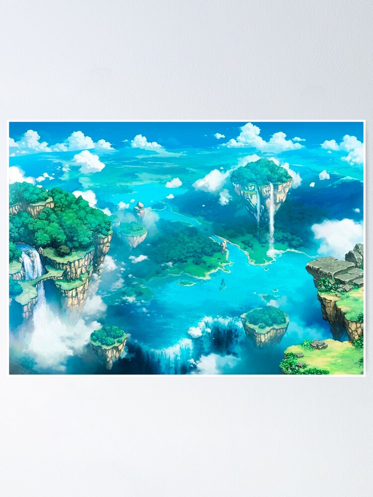 Premium Photo | Anime landscape with a small island in the ocean