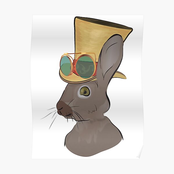 Steampunk Rabbit with Hat and Glasses Poster