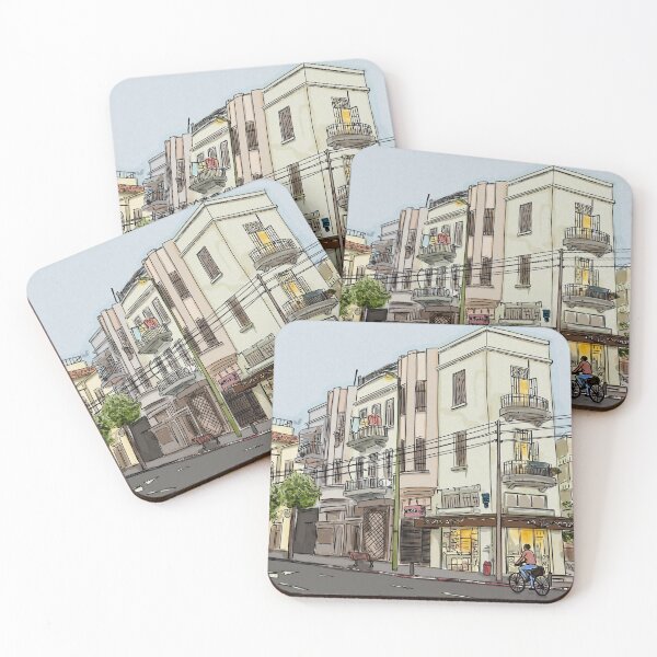 Item preview, A Street in Tel Aviv, Colorful Urban Sketch designed and sold by NaliniLe.