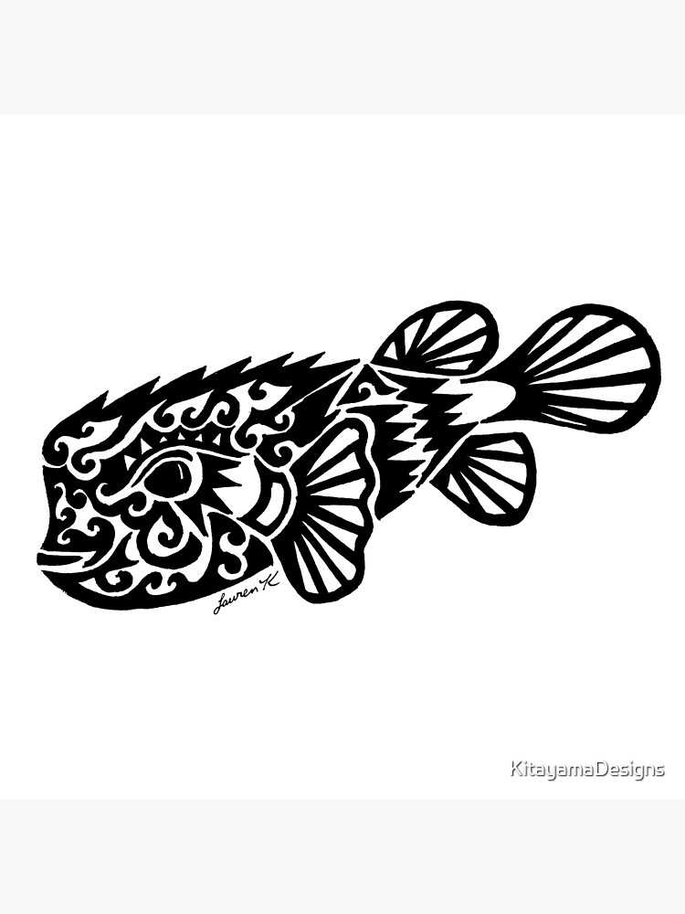 Lion Fish Trucker Hat Line Art | FabCreates - Flat Black