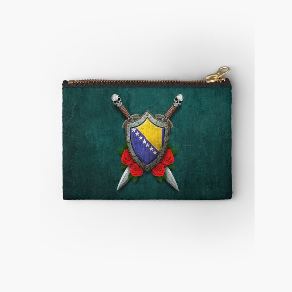 Item preview, Bosnian Flag on a Worn Shield and Crossed Swords designed and sold by JeffBartels.