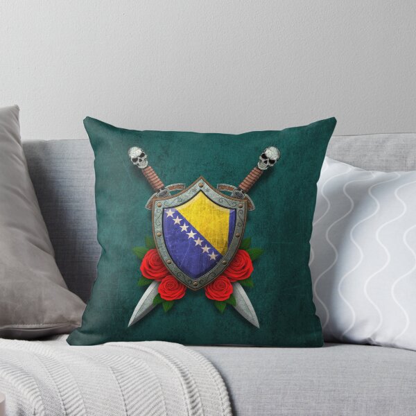 Item preview, Bosnian Flag on a Worn Shield and Crossed Swords designed and sold by JeffBartels.