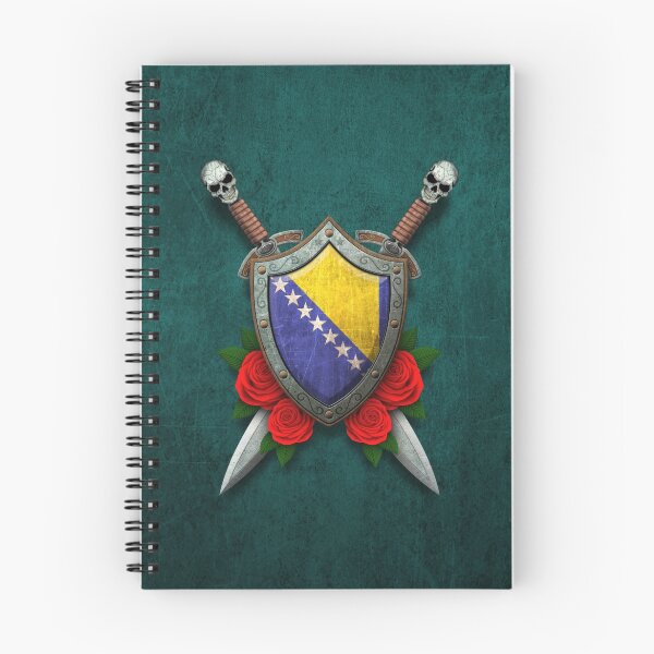 Item preview, Bosnian Flag on a Worn Shield and Crossed Swords designed and sold by JeffBartels.