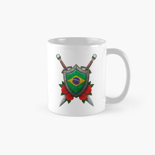 Item preview, Brazilian Flag on a Worn Shield and Crossed Swords designed and sold by JeffBartels.