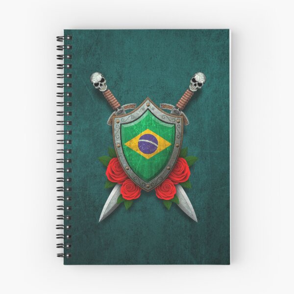 Item preview, Brazilian Flag on a Worn Shield and Crossed Swords designed and sold by JeffBartels.