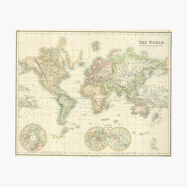 Item preview, Vintage Map of The World (1872) designed and sold by BravuraMedia.